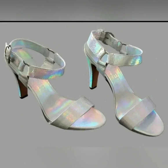 KL Silver 9.5 Iridescent Cocktail Sparkling Formal Holiday Sandals - Picture 2 of 8